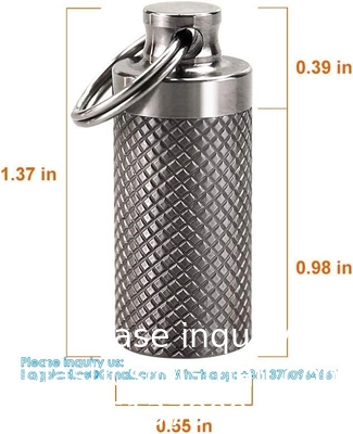 Sleutelhanger Pillenhouder (2 verpakkingen), Titanium Minsize Waterdichte Pillenvat/ Koffer voor Handtas of Pocket, Draagbaar Klein