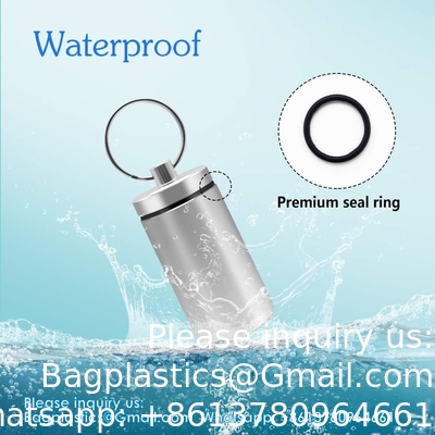 Sleutelhanger Pillenhouder (2 verpakkingen), Titanium Minsize Waterdichte Pillenvat/ Koffer voor Handtas of Pocket, Draagbaar Klein