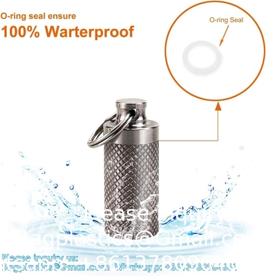 Sleutelhanger Pillenhouder (2 verpakkingen), Titanium Minsize Waterdichte Pillenvat/ Koffer voor Handtas of Pocket, Draagbaar Klein