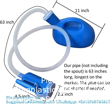 Draagbare urinoirs lekproof 2000 ml 68 oz urineflessen voor mannen 63&quot; lange buis urinoirs voor mannen urine pot buis
