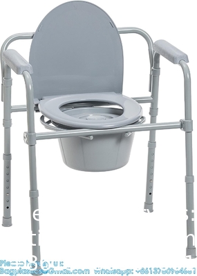 Klappbare stalen bedkamerstoel, draagbaar toilet, ondersteunt bariatrische patiënten tot 350 pond