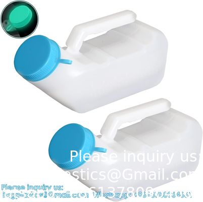 Urinals voor mannen met gloed in het donker, 1000 ml dikke plasflessen met deksel, lekvrije plasfles voor auto, ziekenhuis