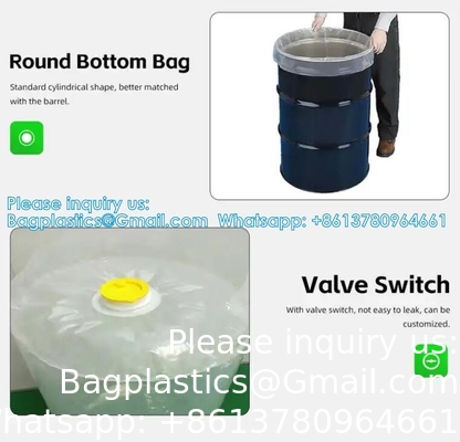 Zware zware grote plastic ronde bodem trommel liner zak 55 gallon trommel liners Plastic trommel liner zak voor 200ltr
