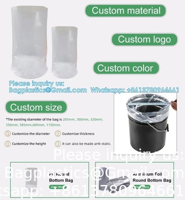Zware zware grote plastic ronde bodem trommel liner zak 55 gallon trommel liners Plastic trommel liner zak voor 200ltr