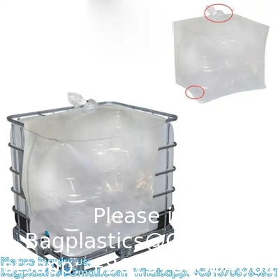 Transparante aseptische IBC tank Plastic Liner Bag voor vloeibare verpakking Plastic Liquid Ton Bag In IBC 1000L