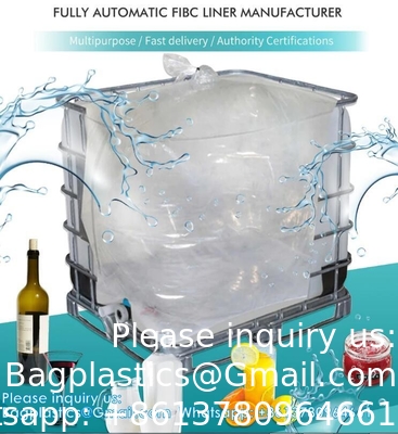 Transparante aseptische IBC tank Plastic Liner Bag voor vloeibare verpakking Plastic Liquid Ton Bag In IBC 1000L