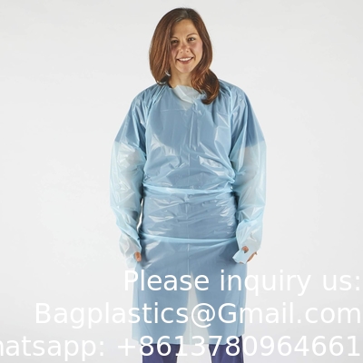 Plastic gown, CPE gown, Polyethyleen, niveau 1, wegwerp, niet-chirurgische isolatiegowns, blauw, beschermend