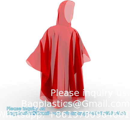 Eenmalige regenponchos voor volwassenen met kap, noodregengereedschap voor kamperen, wandelen, wandelen, spelen kijken