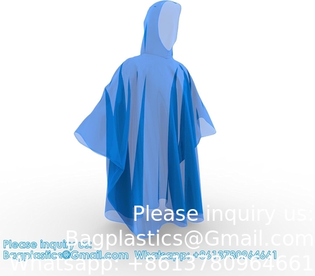 Eenmalige regenponchos voor volwassenen met kap, noodregengereedschap voor kamperen, wandelen, wandelen, spelen kijken