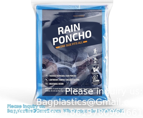 Eenmalige regenponchos voor volwassenen met kap, noodregengereedschap voor kamperen, wandelen, wandelen, spelen kijken