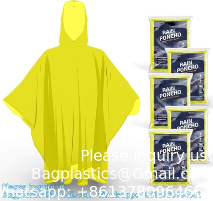 Eenmalige regenponchos voor volwassenen met kap, noodregengereedschap voor kamperen, wandelen, wandelen, spelen kijken