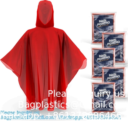 Eenmalige regenponchos voor volwassenen met kap, noodregengereedschap voor kamperen, wandelen, wandelen, spelen kijken