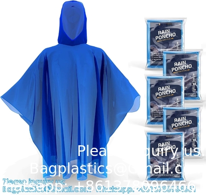 Eenmalige regenponchos voor volwassenen met kap, noodregengereedschap voor kamperen, wandelen, wandelen, spelen kijken