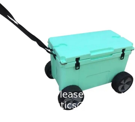 Zware 78l Plastic trolley ijs opslag doos Op maat gemaakte rotomolded trolley water koeler doos