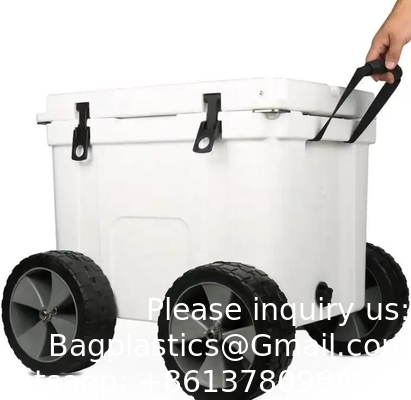 Zware 78l Plastic trolley ijs opslag doos Op maat gemaakte rotomolded trolley water koeler doos