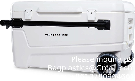 55 Quart Best Sell IJskast 4 Wiel Premium Wiel Koeler Schuim Isolatie Opvouwbare rugleuning Zit Koud borstje