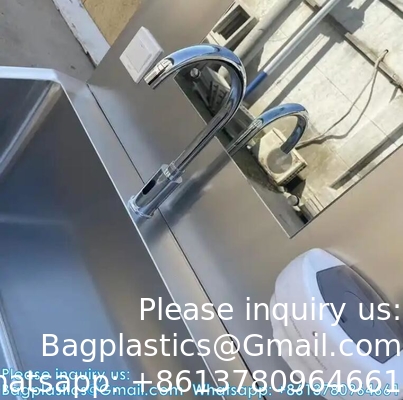 Dubbele handwas wasbak wasbak met automatische sensor of pedaal aangepast 304 roestvrij staal scrub wasbak inductie