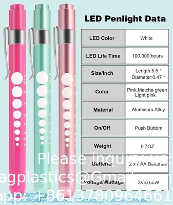OEM Aluminium Alloy Nursing Pen Light Doctor Torch Customized Led Medical Penlight Met Pupil Gauge Voor Verpleegkundige