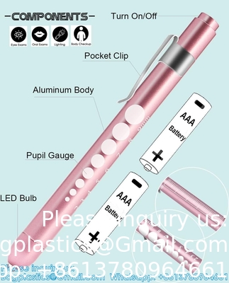 OEM Aluminium Alloy Nursing Pen Light Doctor Torch Customized Led Medical Penlight Met Pupil Gauge Voor Verpleegkundige