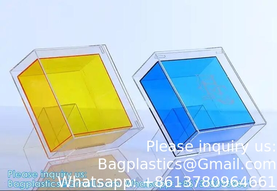 Groothandel Kleur Acryl Doorzichtige Doos Dubbellaag Plexiglas opslagdoos Bruidsmeisje Begeleid Geschenkdoos