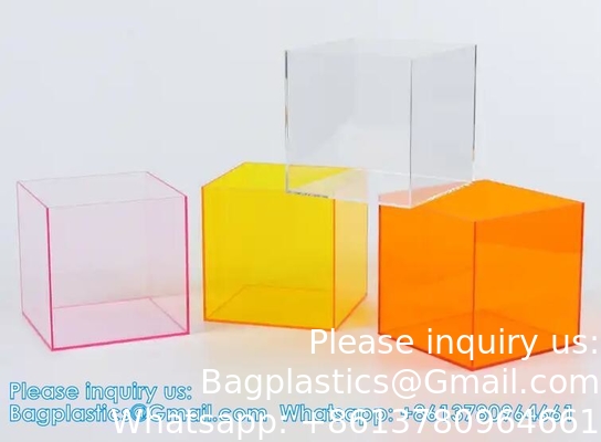 Op maat gemaakte Acrylische 5 Face Box Acrylische Display Box Groothandel Transparante Acrylische opslagdoos Met Deksel