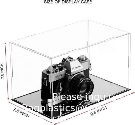 Duidelijke Acryl Display Case,Zelfmontage Display Box met Zwarte Acryl Base,Countertop Box Cube Organizer Stand Riser