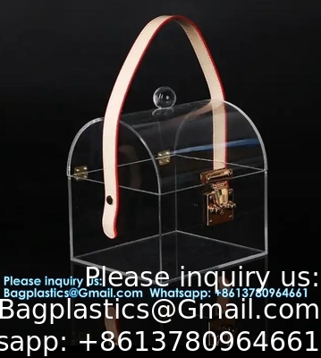 High-end bamboe handvat Acryl draagbare vierkant doos Draagbare snoep cadeaubon