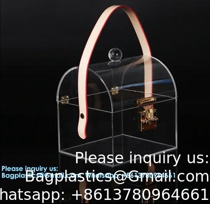 High-end bamboe handvat Acryl draagbare vierkant doos Draagbare snoep cadeaubon