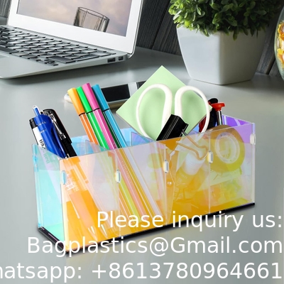 Kleurrijke, transparante potloodhouders, acrylpenhouder, make-up organisator 4 compartimenten voor bureau, kantoor
