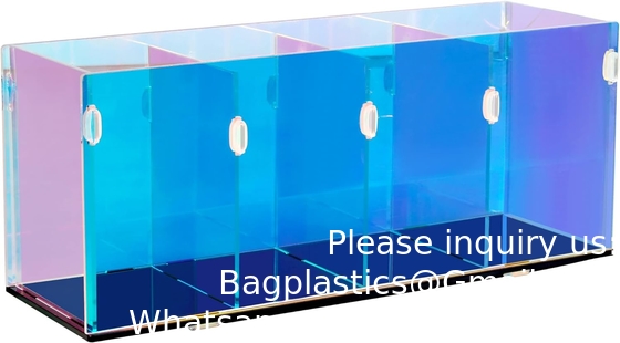 Kleurrijke, transparante potloodhouders, acrylpenhouder, make-up organisator 4 compartimenten voor bureau, kantoor