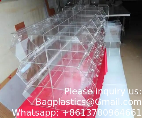 Acrylische kleurige doos goedkoop op maat Acrylische supermarkt voedsel dispenser hoes Supply supermarkt