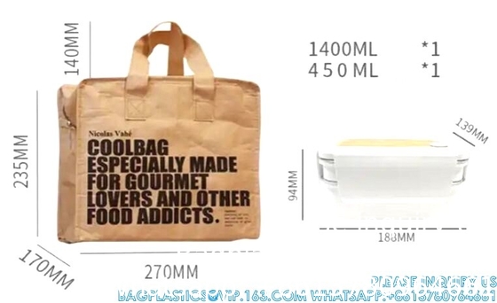 Lunch Bag Vrouwen Geïsoleerde Lunch Bag Koeler, Draagbare Tyvek Lunchboxes Vrouwen,Groot Lunch Tote Goed werk, Wandelen