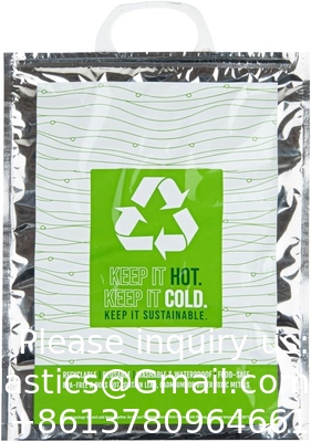 11.8 x 5.9 x 15 inch warm en koud zakje, 1 drievoudig gelaagde geïsoleerde zak - snap slot handgrepen, waterdicht, groen en zilver