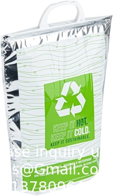 11.8 x 5.9 x 15 inch warm en koud zakje, 1 drievoudig gelaagde geïsoleerde zak - snap slot handgrepen, waterdicht, groen en zilver
