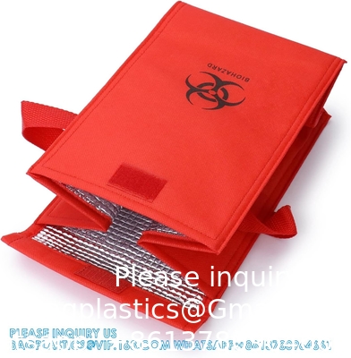 Medische geïsoleerde koelerzak voor biologische gevaren, medische transportzak voor biologische proeven, bio-transportzak, 6,75&quot; x 10&quot; x 5,75&quot;