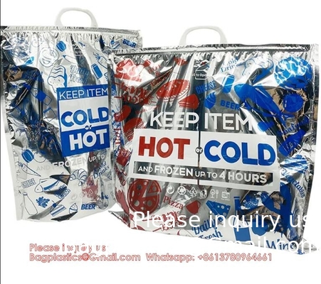 Opvouwbare wegwerpfolie geïsoleerde maaltijdbezorging Bevroren winkelwagen Warm en koud Geïsoleerde lunchkoeler zak