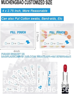 Pillenzakjes - (4&quot; X 2.75&quot;) Dikte is 6 Mil, Draagbare Plastic Pillenzak bevat Vitamine, Supplementen, Medicijnen