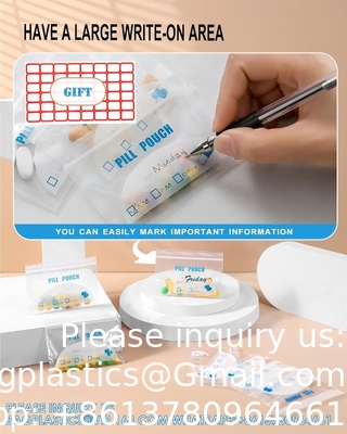 Pillenzakjes - (4&quot; X 2.75&quot;) Dikte is 6 Mil, Draagbare Plastic Pillenzak bevat Vitamine, Supplementen, Medicijnen