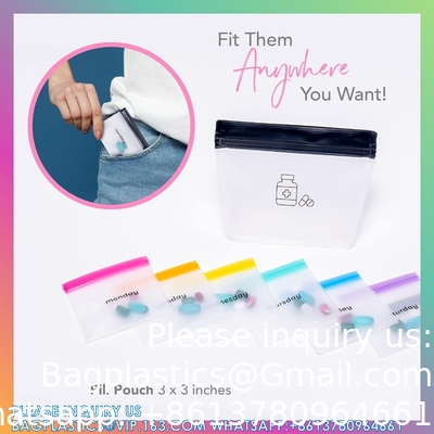 Pill Pouch Set, Zip Pill Organisatoren, Grote herbruikbare reispill container, Kleurgecodeerde medicijnzakken, Organiseer