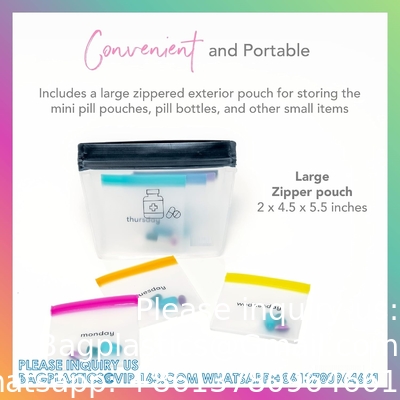 Pill Pouch Set, Zip Pill Organisatoren, Grote herbruikbare reispill container, Kleurgecodeerde medicijnzakken, Organiseer