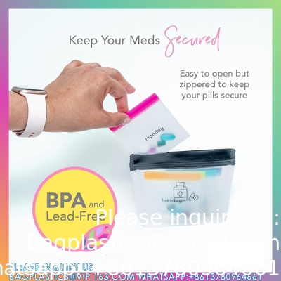 Pill Pouch Set, Zip Pill Organisatoren, Grote herbruikbare reispill container, Kleurgecodeerde medicijnzakken, Organiseer