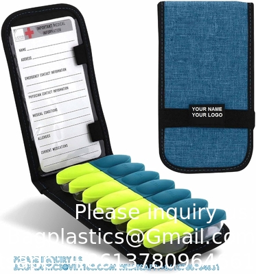 Magnetische opvouwbare pillen organisator Supplement Case Voor OTC-geneeskunde, recept Vitaminen-14 Slots, Turquoise