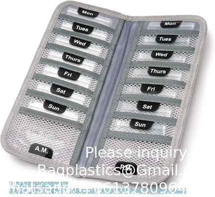Pill organisator + Supplement Case voor OTC geneeskunde, recept + vitaminen - 14 gemerkte zakjes van maandag tot zondag