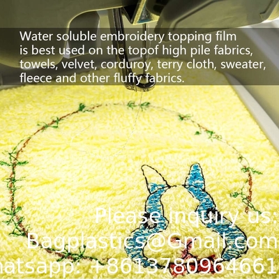 Wateroplosbaar stabilisator voor borduurwerk Toppenfilm (10 In X 50 Yd Roll), bagease 35um Clear Borduurwerk Stabilisatoren