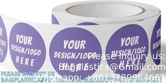 Cirkel/vierkant BOPP-rollabels- Gepersonaliseerde stickers voor bedrijfslogo's, feestjes, bruiloftsfeestjes, baby douches