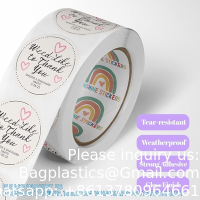 Cirkel/vierkant BOPP-rollabels- Gepersonaliseerde stickers voor bedrijfslogo's, feestjes, bruiloftsfeestjes, baby douches