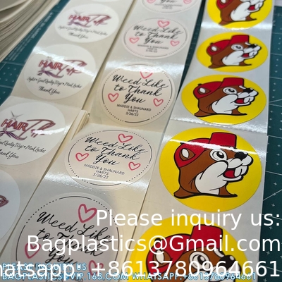 Cirkel/vierkant BOPP-rollabels- Gepersonaliseerde stickers voor bedrijfslogo's, feestjes, bruiloftsfeestjes, baby douches