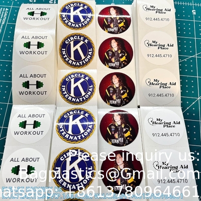 Cirkel/vierkant BOPP-rollabels- Gepersonaliseerde stickers voor bedrijfslogo's, feestjes, bruiloftsfeestjes, baby douches