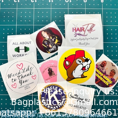 Cirkel/vierkant BOPP-rollabels- Gepersonaliseerde stickers voor bedrijfslogo's, feestjes, bruiloftsfeestjes, baby douches