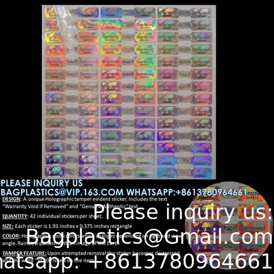 Hologram Tamper Proof Stickers. Tamper Proof Tape. Garantie nietig indien verwijderd. Individuele serienummers. Groot